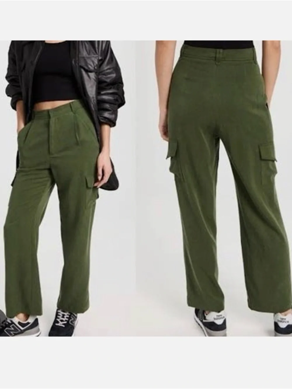 NWT REFORMATION Jackson Cargo Pant Size 10 Straight-Leg Fern Green ~ $198 - Picture 3 of 14